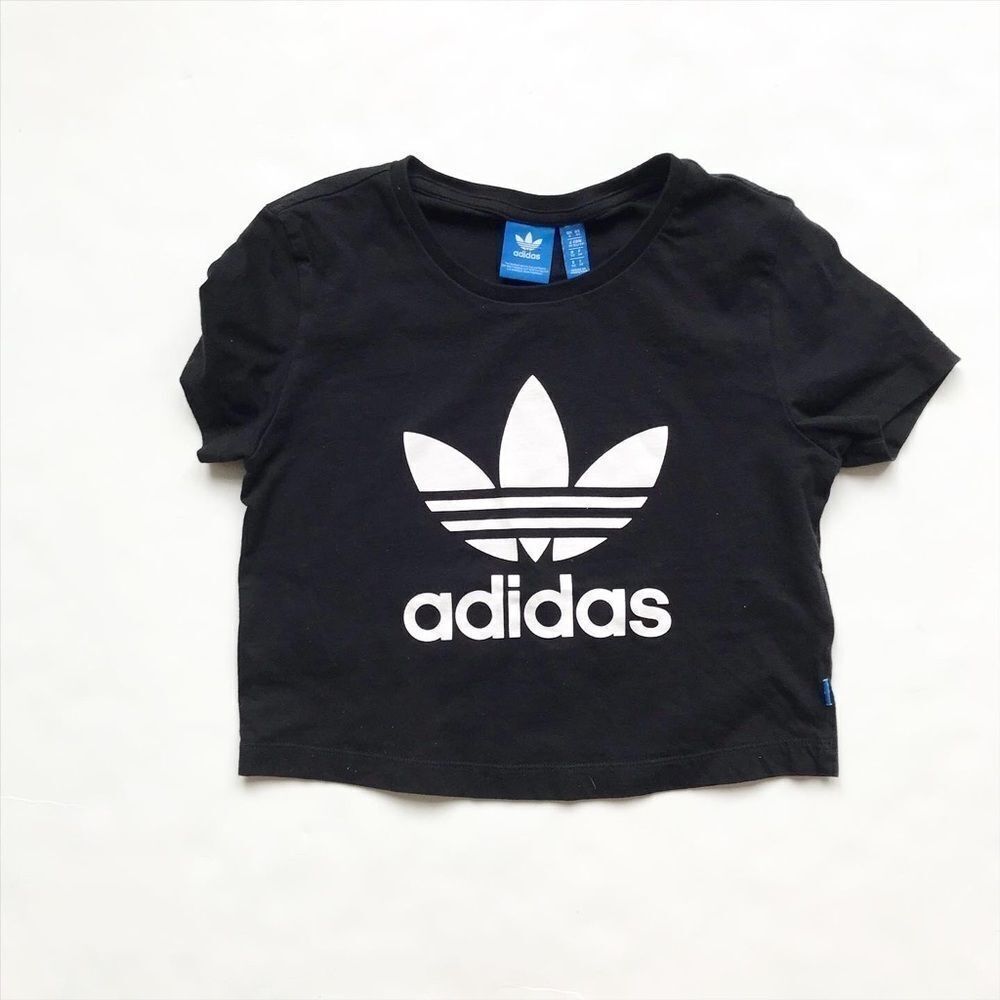 Adidas black trefoil boxy t-shirt EUC XS(6Y)